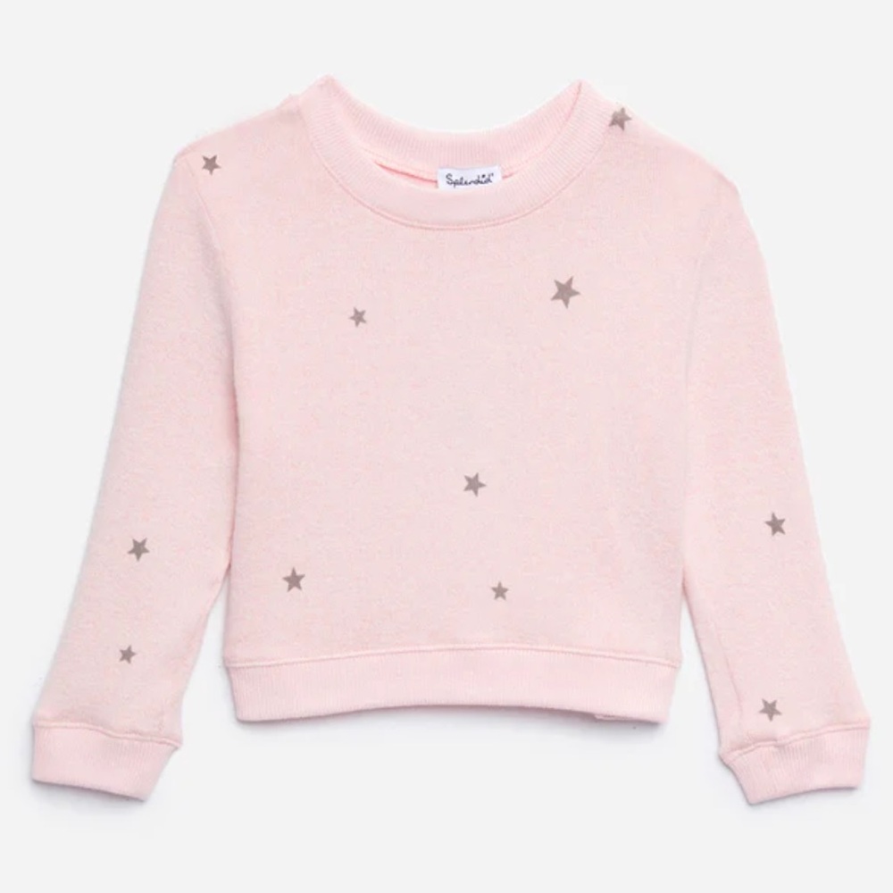Splendid Baby Girls Infant Toddler Hacci Blush Pink Star Printed Cozy Sweater 2